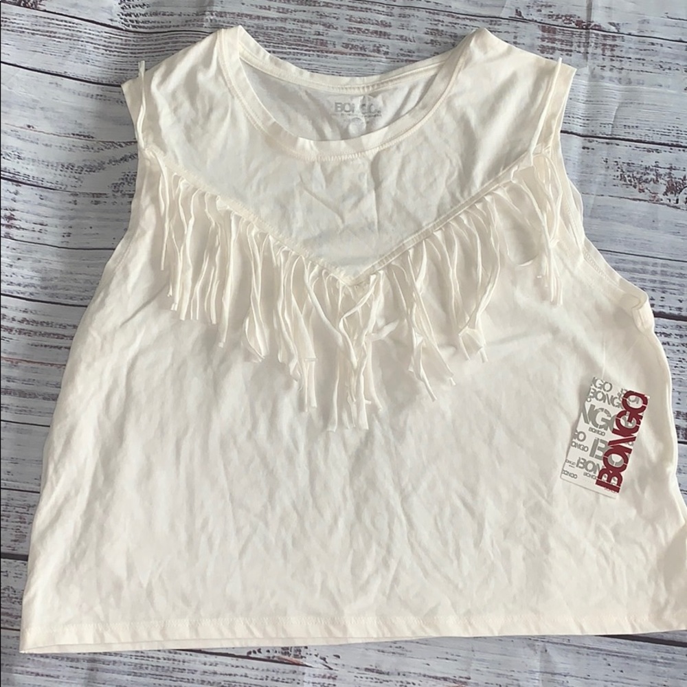 White Bongo Fringe Detail Tank